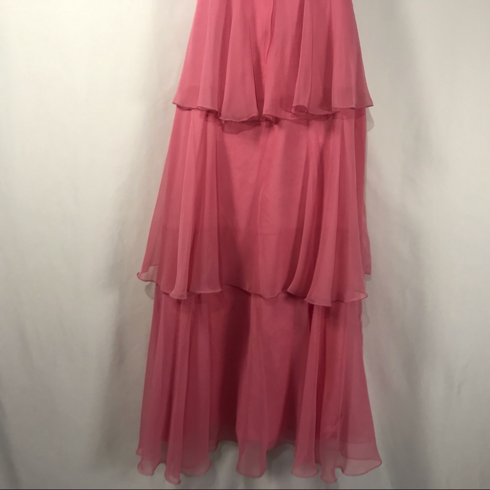 Sold—Vintage Pink Chiffon Empire Waist Maxi Dress with Matching Chiffon Cape - Picture 16 of 17